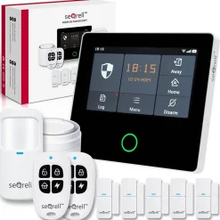 seQrell, Systeme Alarme Maison sans Fil GSM 4G, WLAN avec écran Tactile et Batterie 1500 mAh. Alexa, Application Android et iOS