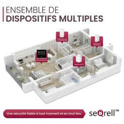 seQrell, Systeme Alarme Maison sans Fil GSM 4G, WLAN avec écran Tactile et Batterie 1500 mAh. Alexa, Application Android et iOS