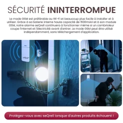 seQrell, Systeme Alarme Maison sans Fil GSM 4G, WLAN avec écran Tactile et Batterie 1500 mAh. Alexa, Application Android et iOS