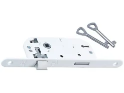 Serrure à encastrer Bricard bout rond blanc axe 40 mm