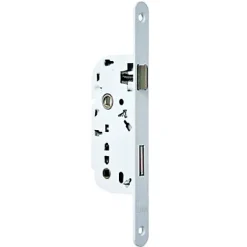 Serrure à encastrer Bricard condamnation bout rond blanc axe 40 mm