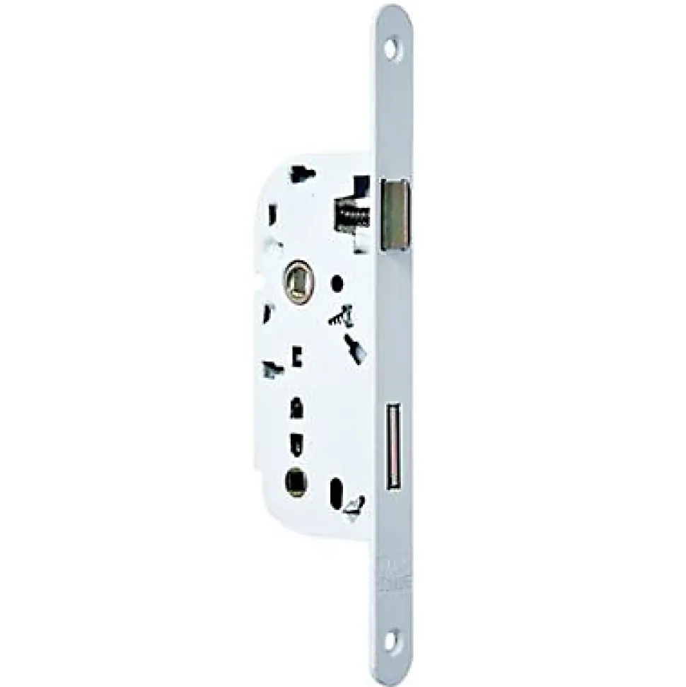 Serrure à encastrer Bricard condamnation bout rond blanc axe 40 mm