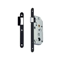 Serrure à larder D452 Bec de cane axe 50mm bout rond finition noir avec gâche - VACHETTE - 16093000