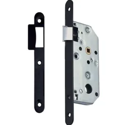 Serrure à larder D452 Bec de cane axe 50mm bout rond finition noir avec gâche - VACHETTE - 16093000