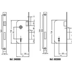 Serrure à larder MULTIBAT à pêne dormant et demi tour axe 50mm T/NO bout rond sans gâche réversible - JPM - 240000-02-1J