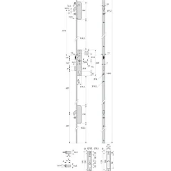 Serrure 3 points TF3 à pêne crochet et pêne dormant de coffre 45mm têtières en U 24x6mm - STREMLER - 6470.45.0B