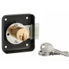 Serrure de meuble en applique pour porte d'ameublement, gauche, axe 35mm, 70x60mm, noir, 3 clés - THIRARD