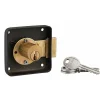 Serrure de meuble en applique pour porte d'ameublement, gauche, axe 40mm, 70x70mm, noir, 3 clés - THIRARD