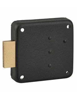 Serrure de meuble en applique pour porte d'ameublement, gauche, axe 40mm, 70x70mm, noir, 3 clés - THIRARD