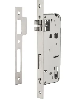 Serrure encast. Intelock trou cylindre pour poignées connectées, inox, axe50mm, entr'axes85mm, carré8, révers - INTELOCK
