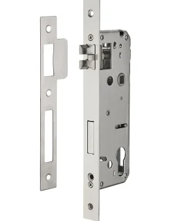 Serrure encast. Intelock trou cylindre pour poignées connectées, inox, axe45mm, entr'axes85mm, carré8, révers - INTELOCK