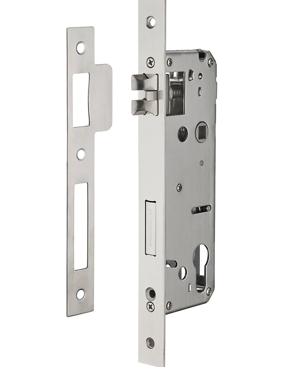 Serrure encast. Intelock trou cylindre pour poignées connectées, inox, axe45mm, entr'axes85mm, carré8, révers - INTELOCK