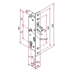 Serrure encastré GK portail coulissant axe 29mm - TIRARD - GK401201