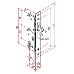 Serrure encastré GK portail coulissant axe 40mm - TIRARD - GK401202
