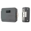Serrure éléctrique 12V réversible en applique cylindre exterieur et bouton intérieur DOM