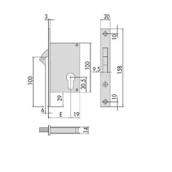 Serrure monopoint à larder profil étroit à crochet axe 40mm - CISA - CIS45110.40