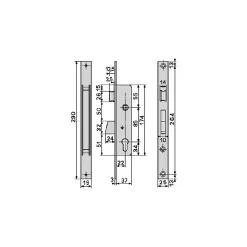 Serrure monopoint à larder profil étroit pêne dormant demi-tour ELECTA axe 25mm - ISEO - 781251B