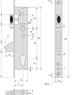 Serrure monopoint pêne dormant à bascule et demi-tour 41mm - STREMLER - 2360.41.0