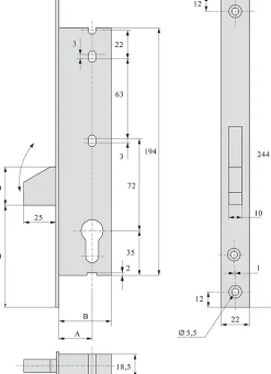 Serrure monopoint pêne dormant à bascule 36mm - STREMLER - 2362.36.0