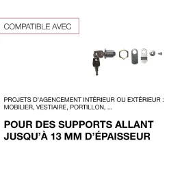 Serrure multi-usages en zamak avec écrou
