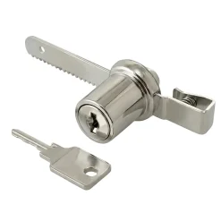 Serrure vitrine Acier/Nickelé ø20 mm x EP. 6 mm