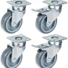 Set de 4 - 75mm GREY RUBBER SWIVEL CASTOR 70Kg (2pc) & 75mm GREY RUBBER BRAKE CA