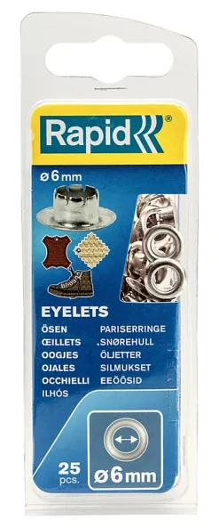 Set de 25 pièces oeillets Rapid Ø6mm
