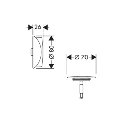 Set de finition vidage baignoire HANSGROHE Flexaplus aspect doré poli