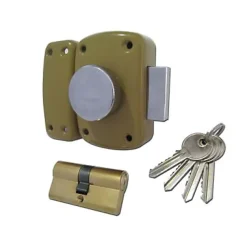 Set de verrous avec cylindre Diall aluminium 10.85 x 6.42 x 1.82 cm