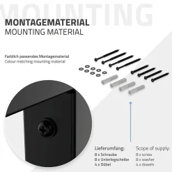 Set de 2x consoles murales support d'étagères en acier noir mat 500x150x30 mm