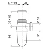 Siphon à compression chromé ø32 mm Flomasta