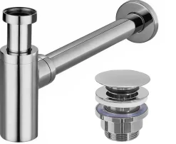 Siphon de lavabo + bonde REA Clic-Clac Chrome
