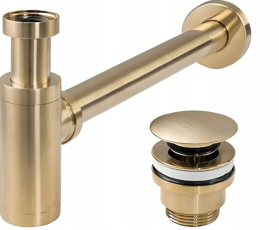 Siphon de lavabo + bonde Rea Brushed Gold