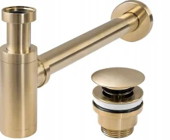 Siphon de lavabo + bonde Rea Brushed Gold