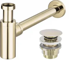 Siphon de lavabo + bonde Rea Gold
