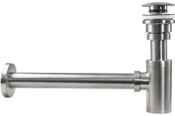 Siphon de lavabo + bonde Rea Brushed Nickel