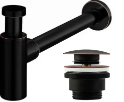 Siphon de lavabo + bonde Rea Old Black
