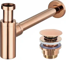 Siphon de lavabo + bonde Rea Rose Gold