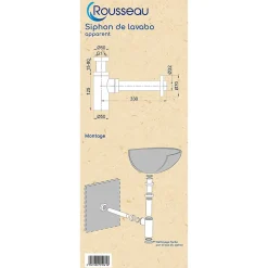 Siphon de lavabo réglable laiton brossé 70mm Rousseau