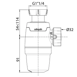 Siphon de lavabo Wirquin NEO 30722152 Ø d'entrée 1’’1/4, Ø de sortie 32 mm garde d'eau 50 mm