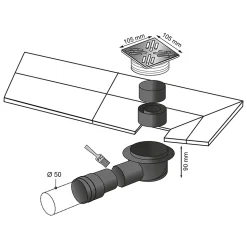 Siphon de sol / douche 100 x 100 mm Wirquin
