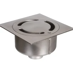 Siphon de sol Netdrain Standard ACO - Inox 304 sablée - Platine 200 x 200 mm - Sortie verticale DN63 mm - PMR