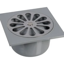 Siphon de sol PVC gris - 140 x 140 mm - Grandsire