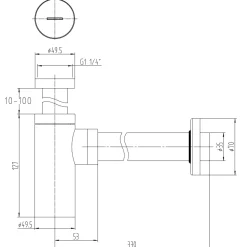 Siphon lavabo design finition noir mat