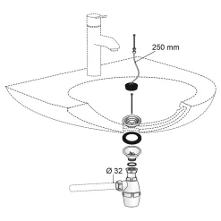 Siphon réglable blanc 32mm et bonde à bouchon Wirquin