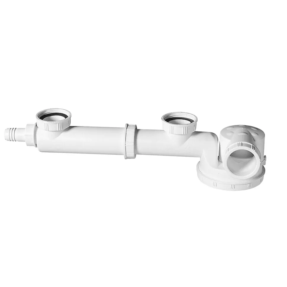 Siphon réglable évier 2 bacs blanc 40mm Wirquin