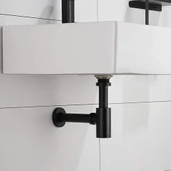 Siphon rond MIN avec finition NOIR mat en laiton Kibath