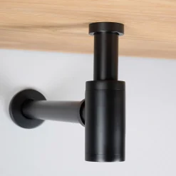 Siphon rond MIN avec finition NOIR mat en laiton Kibath