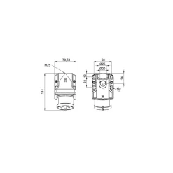 Socle Male Triphasé 32a 3p+t 380v - 4 Broches - étanche Ip44 - Ide