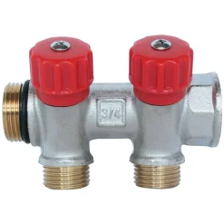 Somatherm For You - Collecteur de distribution 2 sorties à portée plate easy lock m15/21 avec vannes